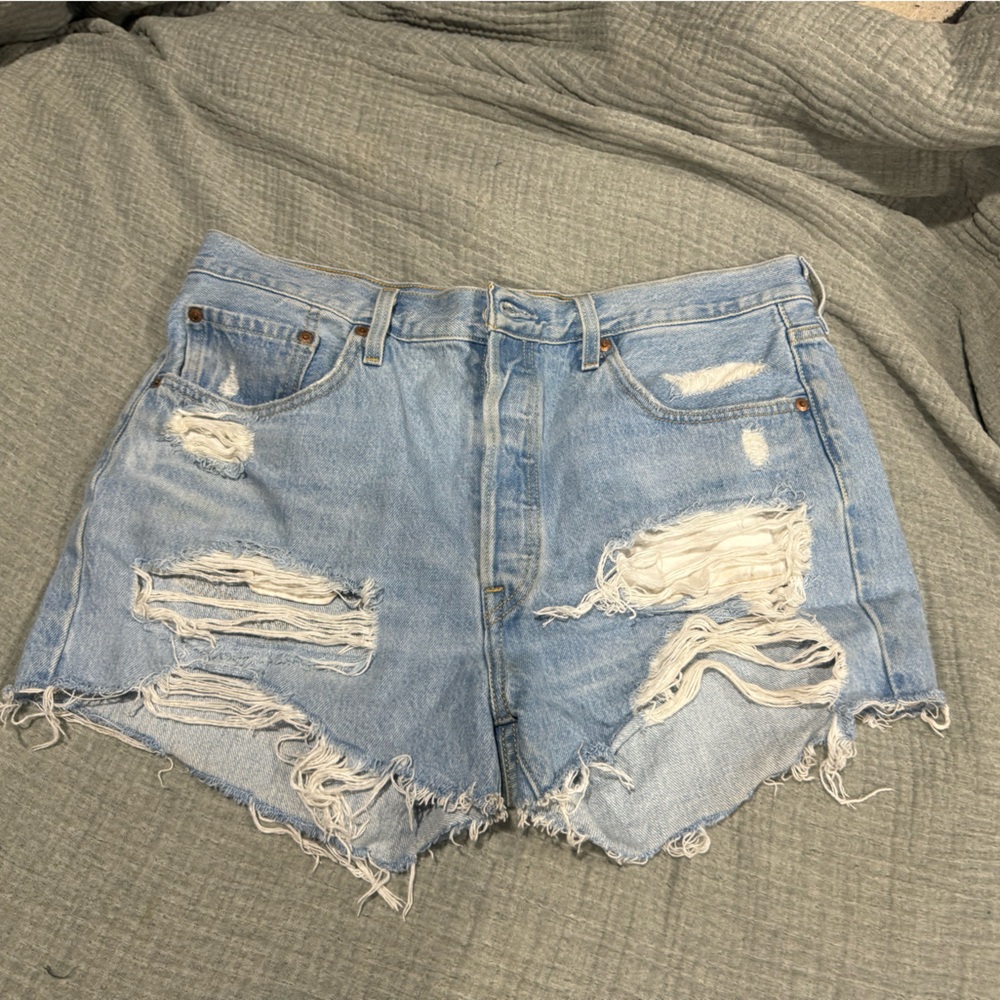 Levi's Light Blue Distressed Jean Shorts